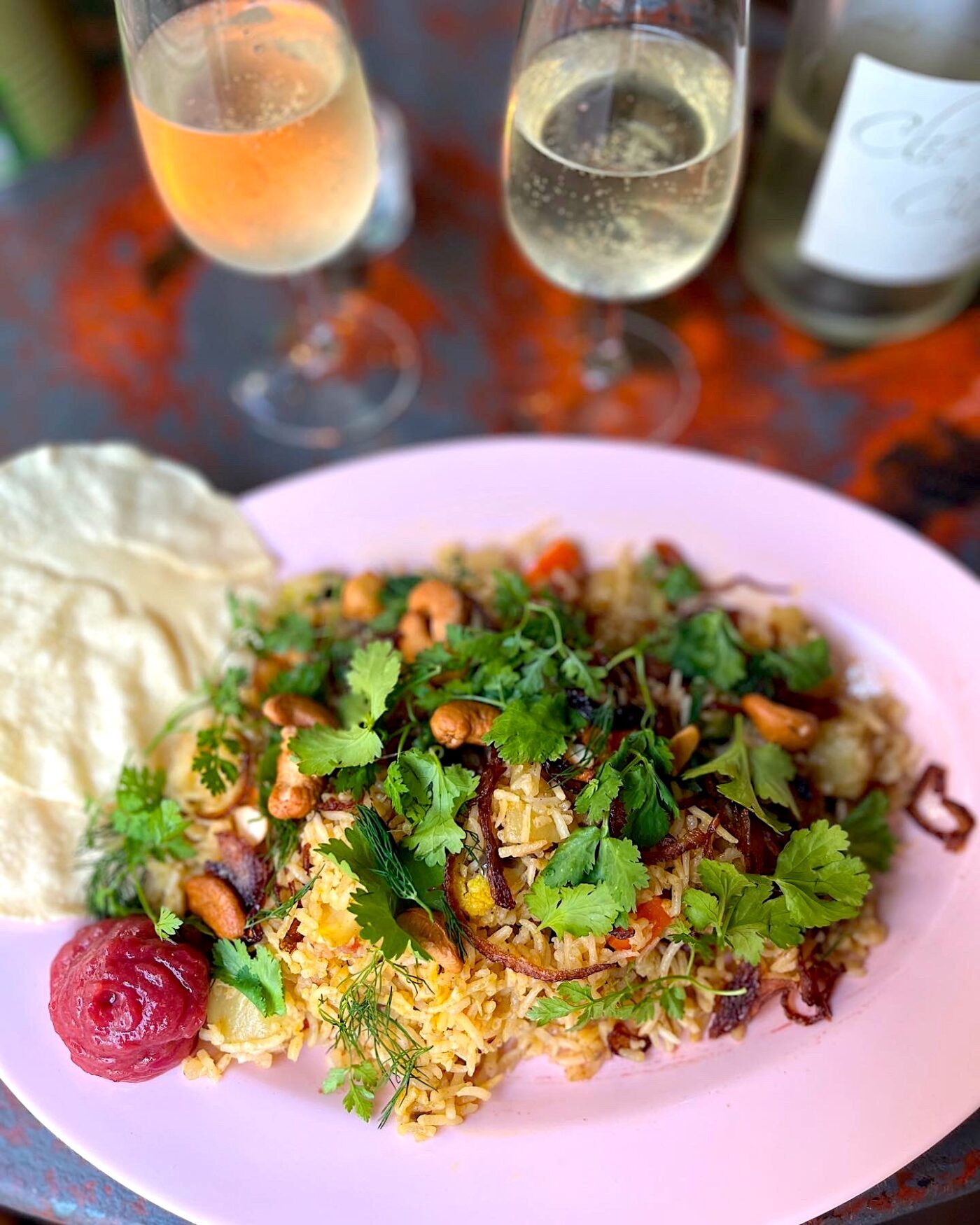 Veggie Biryani with Nat Wines