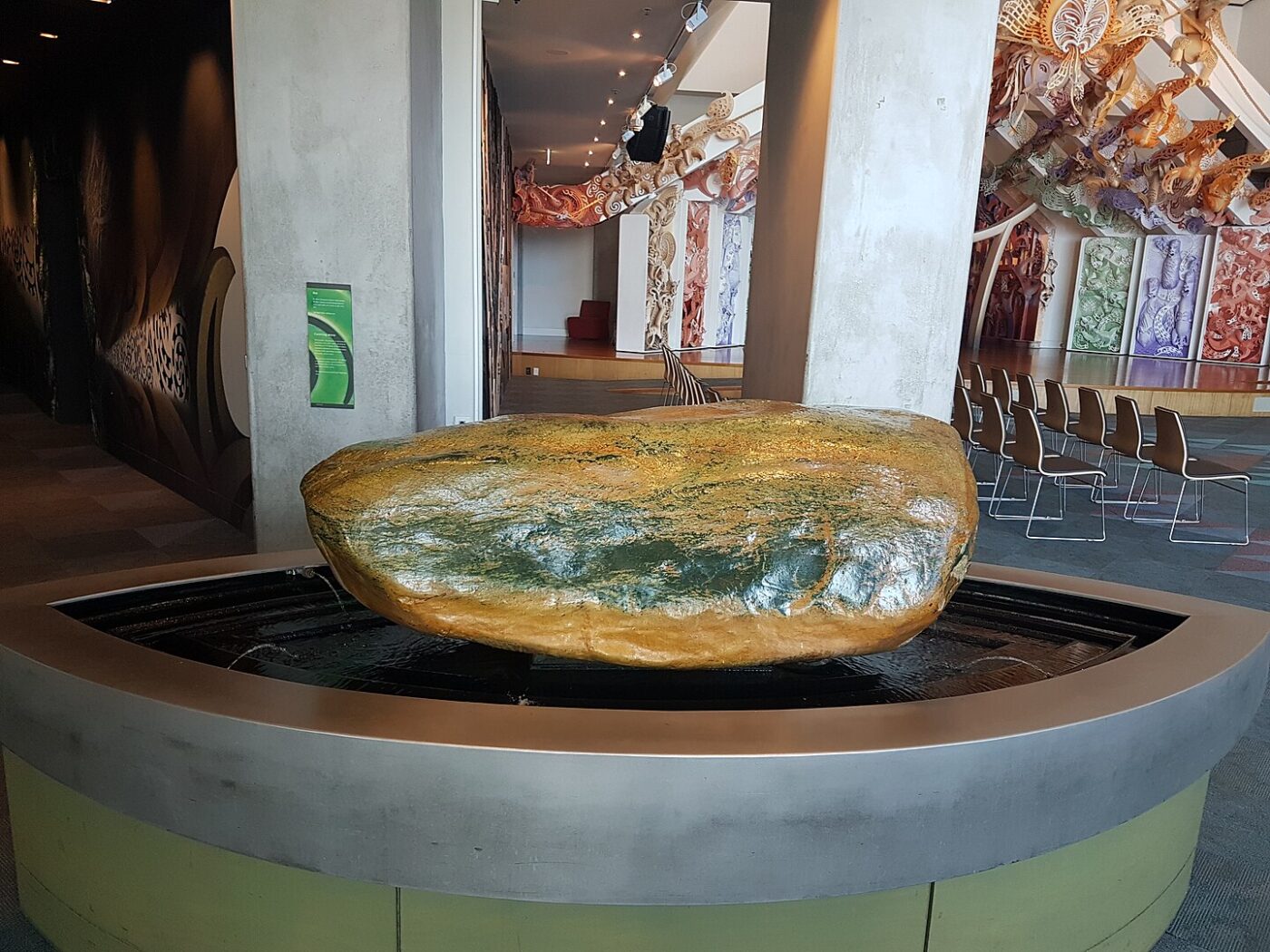 The Spiritual Traveler large Pounamu mauri stone at Te Papa Tongarewa o Aotearora - 