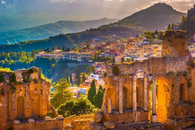 September In Sicily Sunset Taomina