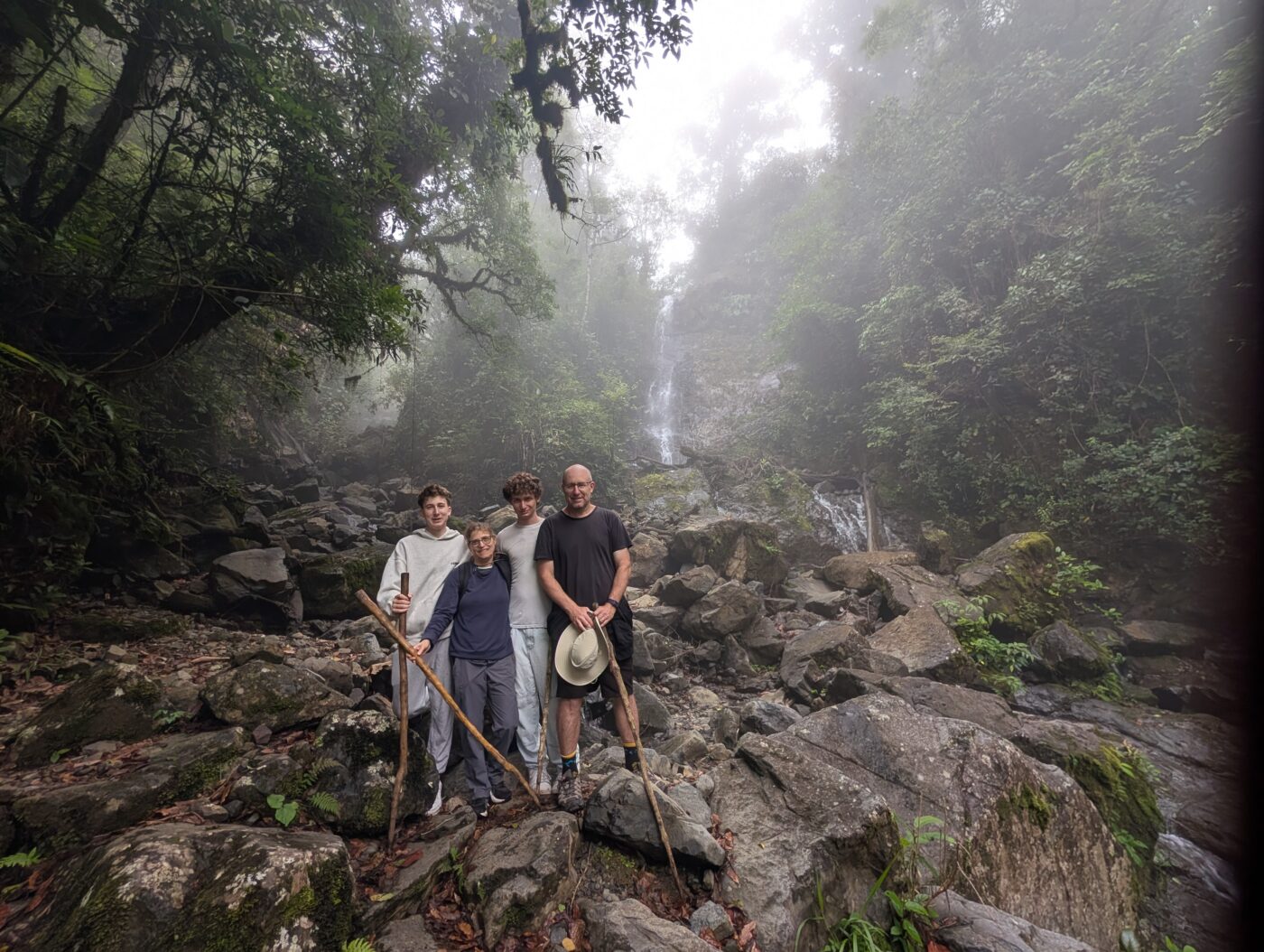 Panamas Hacienda Mamecillo family at a 75 foot falls